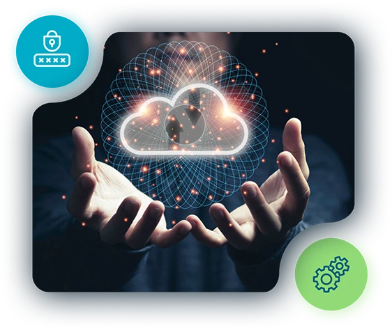 hero-odessa-cloud-computing-services Hands holding a glowing digital cloud, representing Odessa's cloud-based platform, with icons for security and automation.